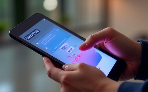 タブレットでAI言語学習アプリを操作する手